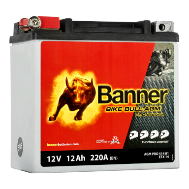 Banner Bike Bull AGM Pro ETX51401 Startbatteri 12V, 12 Ah