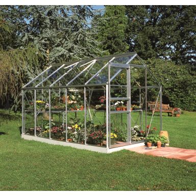 Halls Popular 106 + SO1696 Drivhus med fundament, 6,2 m², aluminium