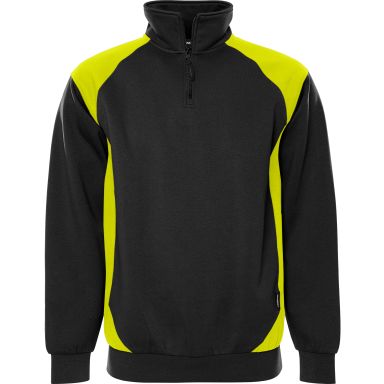 Fristads 7048 GSM Trøje sort/gul, halv lynlås