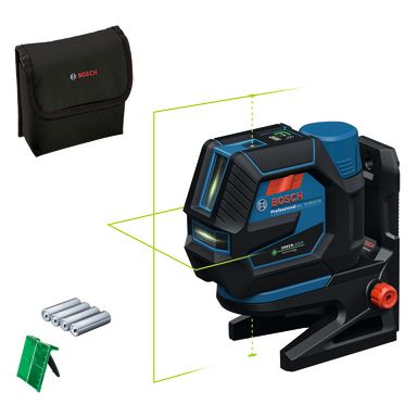 Bosch GCL 12V-50-22 CG Yhdistelmälaser vihreä laser, paristoilla, paristoadapterilla ja kääntöpidikkeellä
