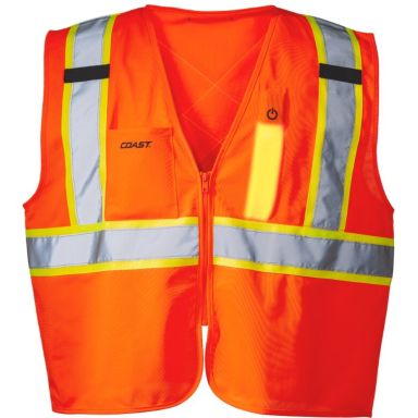Coast SV350XL Sikkerhedsvest med LED-belysning, orange med høj synlighed