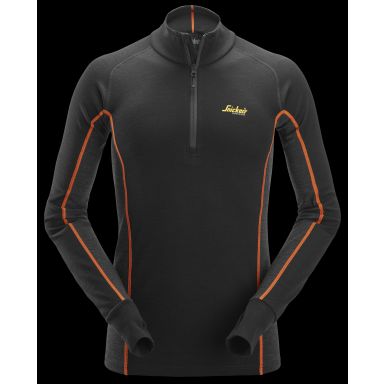 Snickers Workwear Stay Warm 9482 Aluspaita musta, puolivetoketjulla