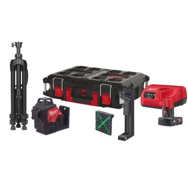 Milwaukee M12 3PLSKIT-401P Ristilinjalaser akun, laturin ja lisävarusteiden kanssa