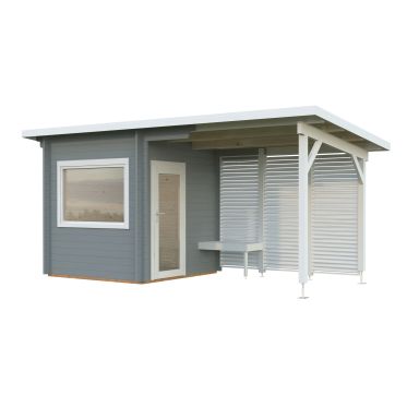 Palmako Sanna Bastu 10,5 m², Invändig 4,1 m², ljusgrå + vit