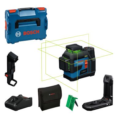 Bosch GLL 12V100-33 CG Linjalaser vihreä laser, akulla ja laturilla