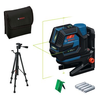 Bosch GCL 12V-50-22 CG Yhdistelmälaser vihreä laser, paristoilla, paristoadapterilla, kääntöpidikkeellä ja mittausjalustalla