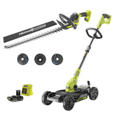 Ryobi RY18LMC30A+RY18HT55A+RAC125 Trädgårdspaket