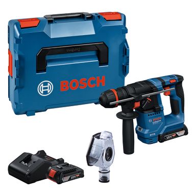 Bosch GBH 18V-18 X Akkuporavasara akkujen, laturin, pölynpoistovarusteen ja laukun kanssa