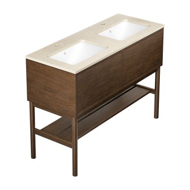 Gustavsberg Ducentic GB71DCVU12AWCC21LF Kommodpaket med ben, 120 cm, brun ek/beige sten, 2 hoar