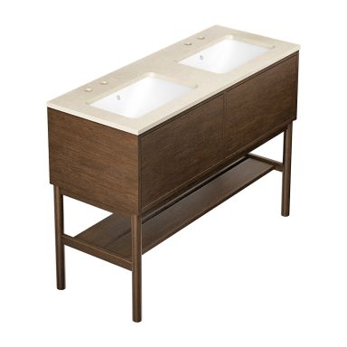 Gustavsberg Ducentic GB71DCVU12AWCC22LF Kommodpaket med ben, 120 cm, brun ek/beige sten, 2 hoar