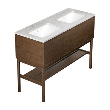 Gustavsberg Ducentic GB71DCVU12AWSG22LF Kommodepakke med ben, 120 cm, brun eg/grå sten, 2 kummer