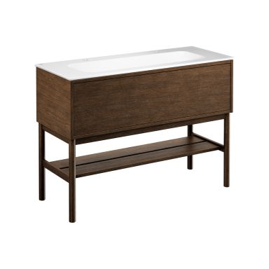 Gustavsberg Ducentic GB71DCVU12AWWB21LF Kommodpaket med ben, 120 cm, brun ek/vit, 2 blandarhål