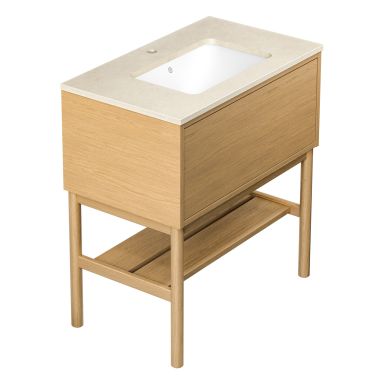 Gustavsberg Ducentic GB71DCVU80ARCC11LF Allaskaappi tukikehyksellä, 80 cm, vaalea tammi/beige kivi, 1 hanareikä