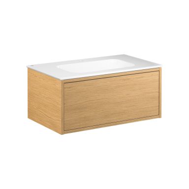 Gustavsberg Ducentic GB71DCVU80ARWB1100 Kommode 80 cm, lys eik/hvit, 1 blandebatterihull