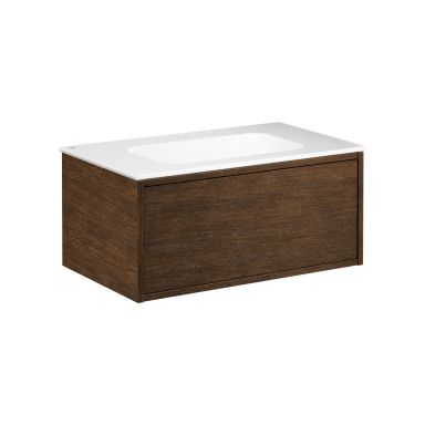 Gustavsberg Ducentic GB71DCVU80AWWB1200 Kommodpaket 80 cm, brun ek/vit, 2 blandarhål