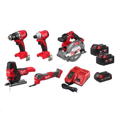 Milwaukee FPP5AB-523B Kombisett med batteri og lader