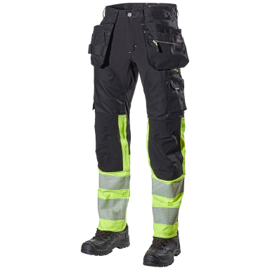 L.Brador 1071PB Arbetsbyxa svart/hi-vis gul, klass 1