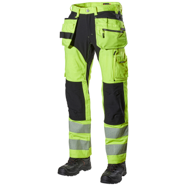 L.Brador 1072PB Arbetsbyxa hi-vis gul/svart, klass 2