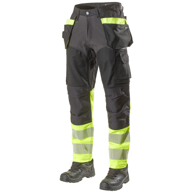 L.Brador 1074PB Arbetsbyxa svart/hi-vis gul, klass 1