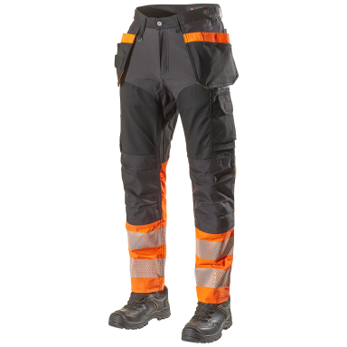 L.Brador 1074PB Arbetsbyxa svart/hi-vis orange, klass 1