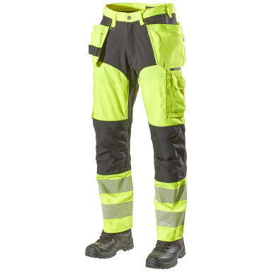 L.Brador 1075PB Arbetsbyxa svart/hi-vis gul, klass 2