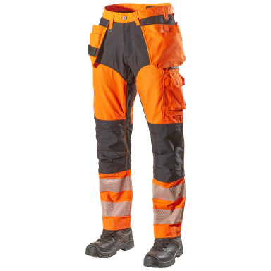 L.Brador 1075PB Arbetsbyxa svart/hi-vis orange, klass 2