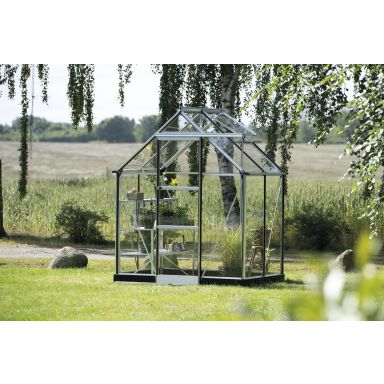 Halls ICON 6 + HR01001 Växthus med fundament, 2,5 m², aluminium