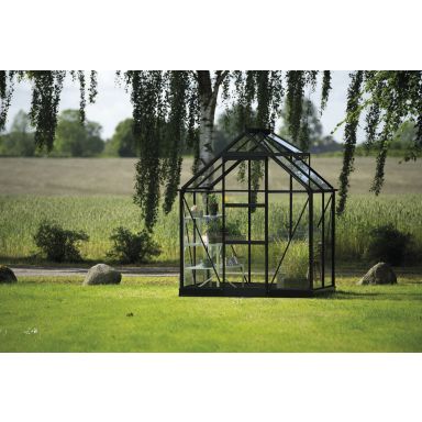 Halls ICON 6 + HR01001 Växthus med fundament, 2,5 m², svart