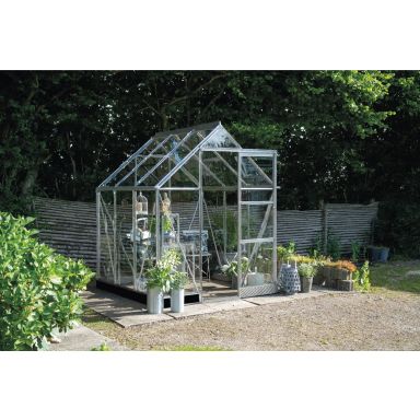 Halls ICON 6 + HR01042 Växthus med fundament, 3,7 m², aluminium