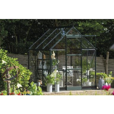 Halls ICON 6 + HR01042 Växthus med fundament, 3,7 m², grön