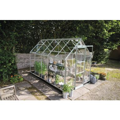 Halls ICON 6 + HR01124 Växthus med fundament, 6,1 m², aluminium