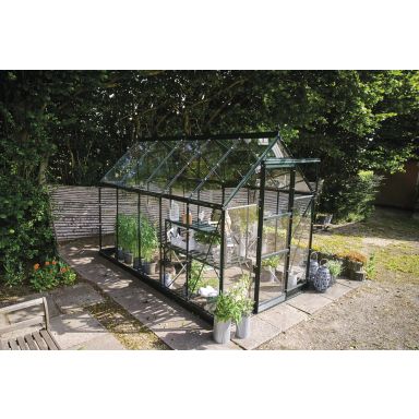 Halls ICON 6 + HR01124 Växthus med fundament, 6,1 m², grön