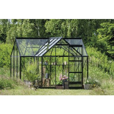 Halls ICON 6 GARDENHOUSE + HR01188 Växthus med fundament, 8,6 m², svart