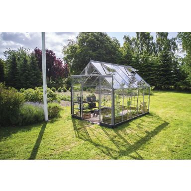 Halls ICON 8 + HR01283 Växthus med fundament, 8,1 m², aluminium