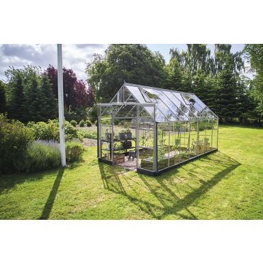 Halls ICON 8 + HR01365 Växthus med fundament, 11,2 m², aluminium