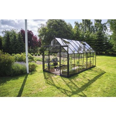 Halls ICON 8 + HR01365 Växthus med fundament, 11,2 m², svart