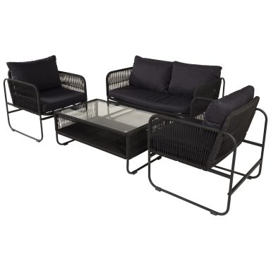 Venture Home Utah 1383-022 Loungeset bord, soffa, fåtöljer, svart