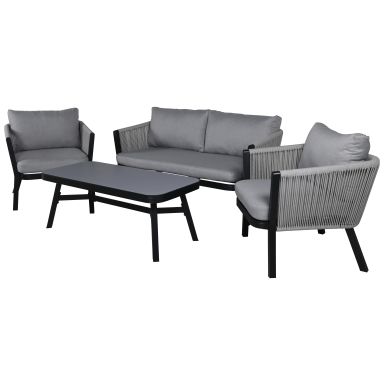 Venture Home Virya 1462-408 Loungeset soffa, bord, fåtöljer, grått/svart