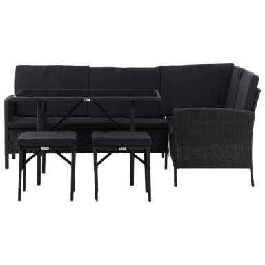 Venture Home Knock 2046-201 Loungeset soffa, bord, pallar, svart