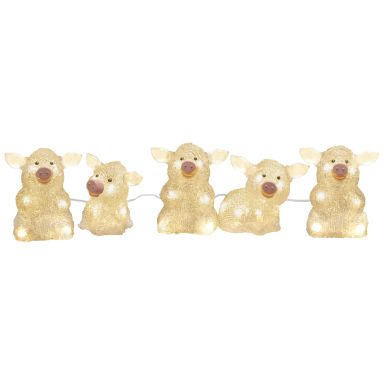 Konstsmide 6232-103 Dekorationsbelysning grisar, akryl, 5 st, 40 LED