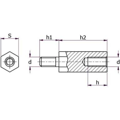 Essentra Components 1221510 Avstandsskrue M6x10x20x10 RFR, 100-pakk