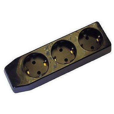 LKB 2403250 Grenuttak svart, 3 uttak