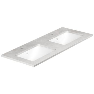 Gustavsberg Ducentic GB71DCWT12SG21 Benkplate 120 cm, grå, 2 kummer, 2 blandebatterihull