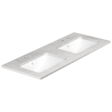 Gustavsberg Ducentic GB71DCWT12SG22 Benkplate 120 cm, grå, 2 kummer, 4 blandebatterihull