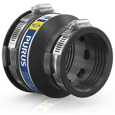 Purus Flexi 3032530 Toleranssiliitin musta, letkunkiristimillä