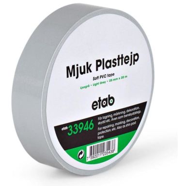 etab 33946 Plasttejp mjuk, PVC, 10 m, ljusgrå