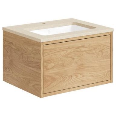 Gustavsberg Ducentic GB71DCVU60ARCC1100 Kommode 60 cm, lys eik/beige stein, 1 blandebatterihull