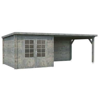 Palmako Ella Stuga 17,7 m²/inv. 6,9+10,0 m², utan golv, grå, impr.