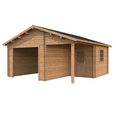 Palmako Roger Garage 28,1 m²/inv. 21,9+5,2 m², utan port brun, impr.