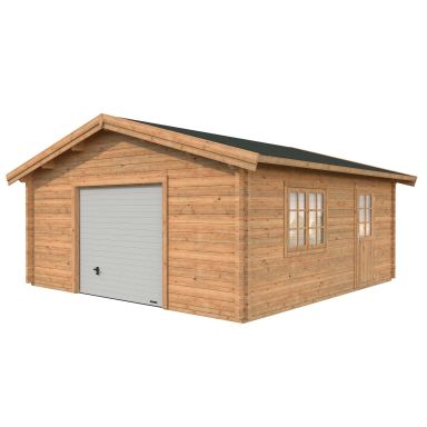 Palmako Roger Garage 29,2 m²/inv. 27,7 m², med port, brun, impr.